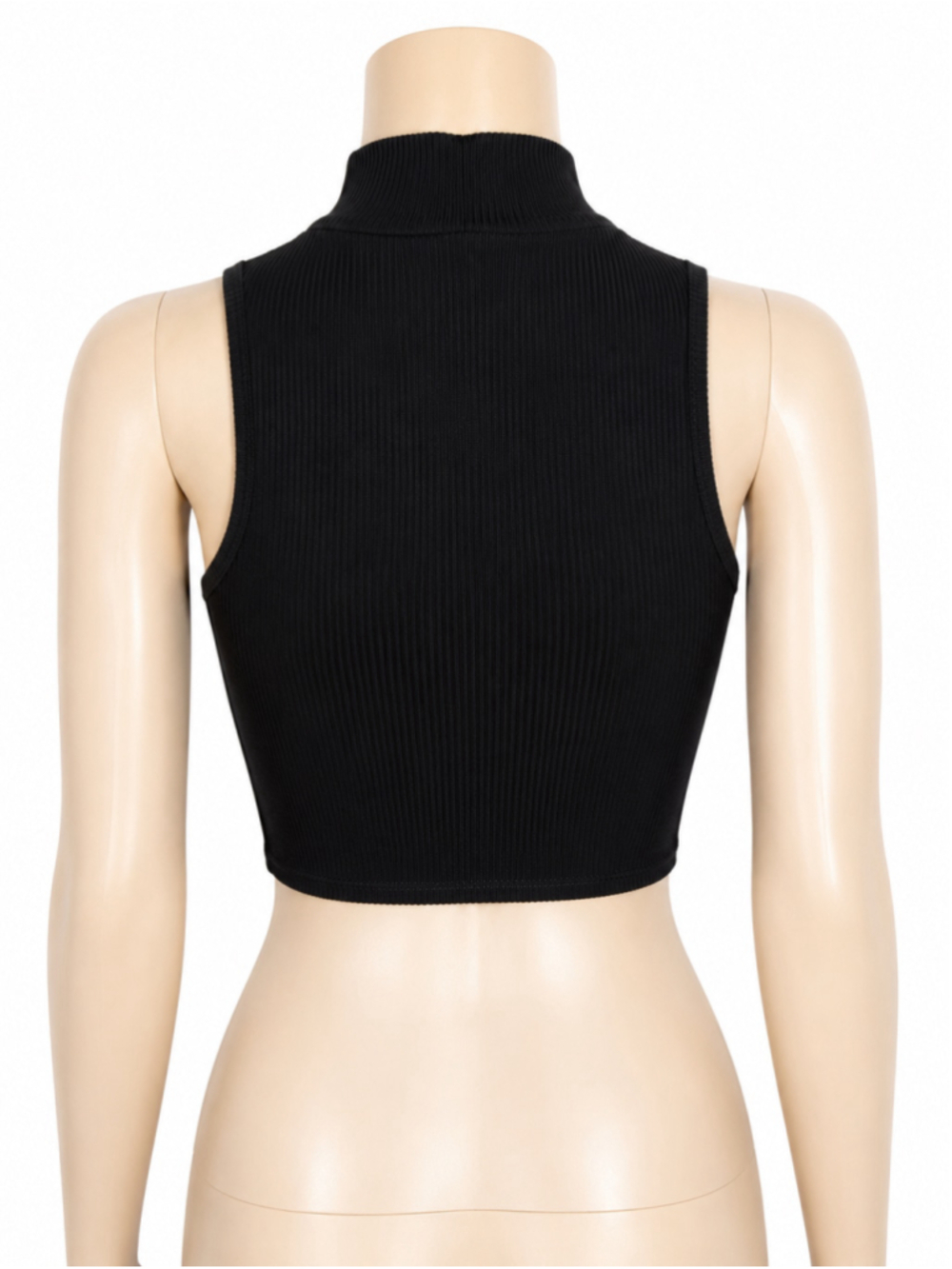 Zara Black Ribbed Mock Neck Sleeveless Crop Top – Size XS/S - Picture 7 of 7